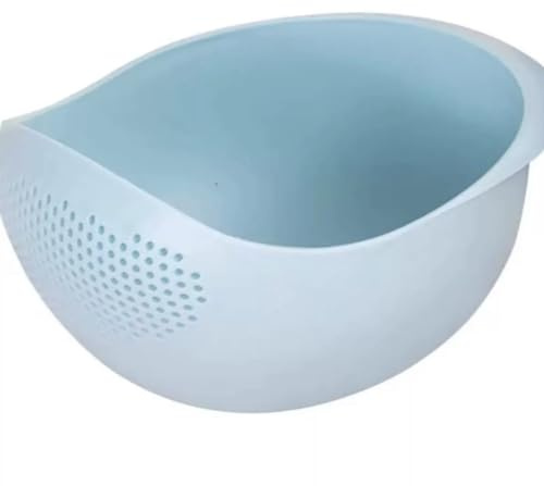Aretro Reiswascher, Siebschüssel, Kunststoffsieb, Reis-Waschschüssel (Nordic Blue)