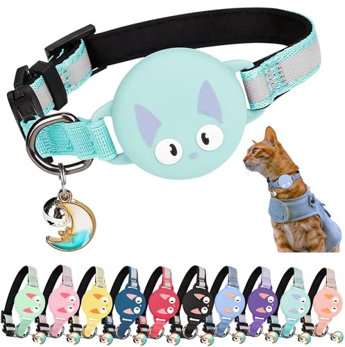 Kittytag Katzenhalsband mit Zubehör, kompatibel mit Apple Airtag, reflektierend und Leuchtend, GPS, Katze mit Anti-Drosselung, verstellbar, GPS Airtag Nicht im Lieferumfang enthalten