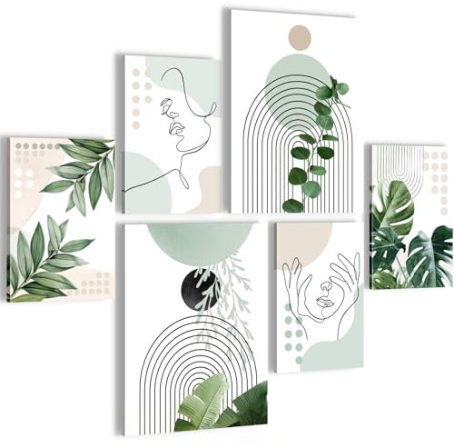 Novart Tableaux Decoration Murale Ensemble L'art Linéaire Abstrait Tabloeau - PRÊT À ÊTRE ACCROCHÉ - Aucun Cadre Nécessaire - Chambre Salon Cuisine - N034063a