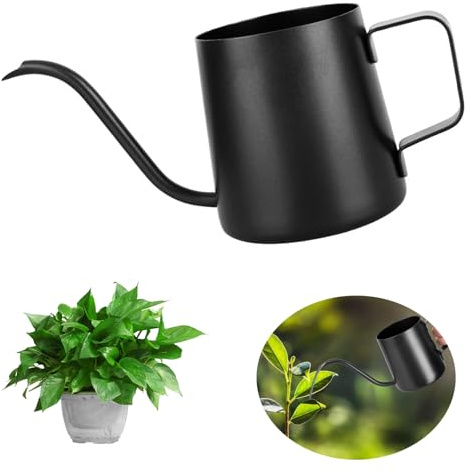 NCCHDZSW Gießkanne Klein Zimmerpflanzen 250 ML Mini Gießkanne Schwarz Edelstahl Garten Gießkanne Rostfrei Klein Gießkanne für Zimmerpflanzen Sukkulenten