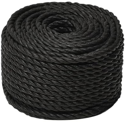 Xichuzi Arbeitsseil Schwarz 12 mm 25 m Polypropylen, Bootsseil, Tau Seil, Zeltleine, Outdoor Seil, Allzweckseil, Gartenseil, Werkzeugseil Auffangseil - 153016