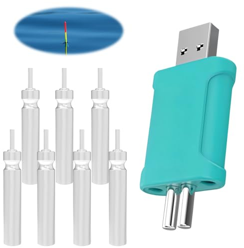 WIYETY Posa a LED da pesca: batteria da pesca con caricatore USB, con 7 batterie ricaricabili CR 425, compatibile con la pesca luminosa, set di pose da pesca