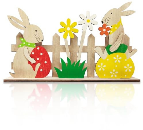 Iamred Coniglio Pasquale Decorazioni Legno, Coniglietti Pasquali Decorazioni, Coniglietto Pasquale in Legno, Addobbi Conigli Pasquali, Decori Coniglio Pasqua per Feste Giardino La Casa