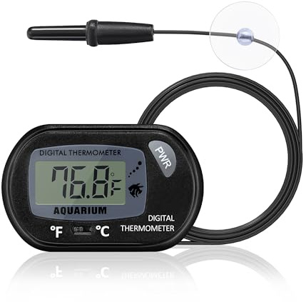 DaToo Aquarium Thermometer with Large LCD Display Fahrenheit/Celsius(℉/℃) Fish Tank Thermometer for Aquarium Reptile Terrarium Digital Water Thermometer with Suction Cup