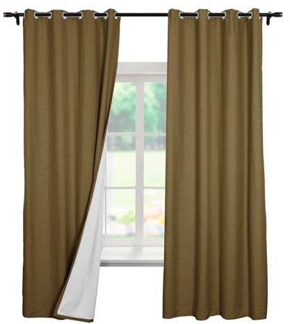 Extra breite, wärmeisolierte Verdunkelungsvorhänge, 308 x 248 cm, lange Leinenmischung, Vorhänge für Wohnzimmer, Prairie, Sandfarben, energieeffiziente Fensterbehandlung