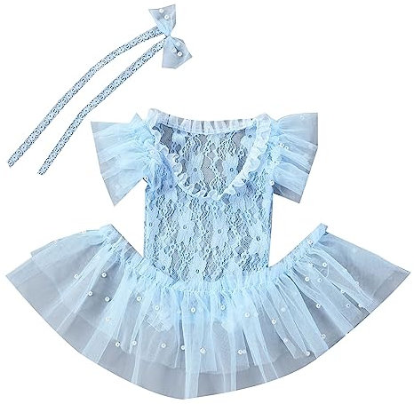 Newborn Photography Props Outfits 3pcs Baby Lace Short Sleeves Hairband Skirt Photo Costume for Infant Boy Girl