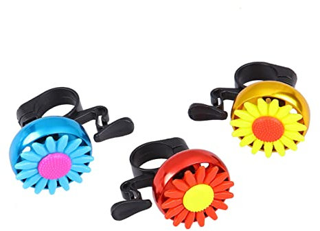 iplusmile Campanello per Bicicletta Set 3 Pezzi Lega di Alluminio Campana Girasole Fiori Suono Forte Allarme per Bici Manubrio Adatto Bici Mountain Bike Scooter
