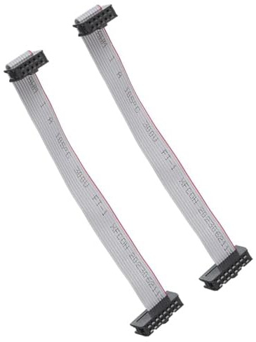 TA-VIGOR Lot de 2 câbles plats IDC femelle vers femelle de 15 cm, pas de 2,54 mm, 10-16 broches pour connexions internes, compatibles avec lecteurs DVD, disques durs, lecteurs CD - Gris