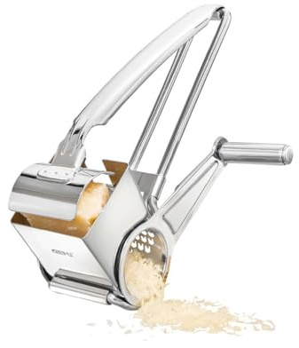 GEFU QUESO Râpe à fromage | Tambour à râper LASER-CUT | Pour fromage, noix et chocolat | Démontable et passe au lave-vaisselle | Manivelle pour droitiers et gauchers