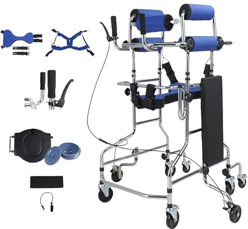 Gehhilfen Für Behinderte Menschen Stehhilfe für ältere Erwachsene, 8 Räder, Anti-Rollover-Ständer, Gehhilfe für die Rehabilitation von Hemiplegikern, Laufrad für Erwachsene, höhenverstellbar