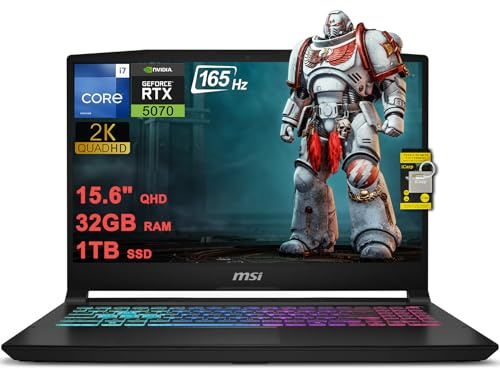 msi Katana 15 HX Gaming Laptop 15.6 QHD IPS 165Hz (100% DCI-P3) Intel 16-core i7-14650HX (Beats i9-12900H) 32GB RAM 1TB SSD GeForce RTX 5070 DLSS4 (Up to 798 AI Tops) RGB Backlit USB-C Win11 ICP Hub
