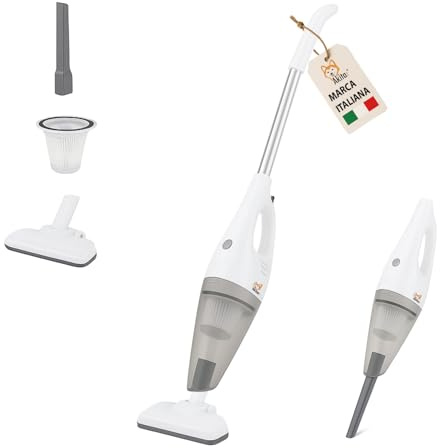 AKITAInk Scopa Elettrica con Filo Multifunzione 2 in 1, Motore ECO, Filtro HEPA, Ultra Leggera - Aspirapolvere Portatile Integrato