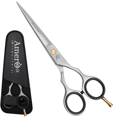 AmerÒ Hair Cutting Scissor 6-Inch - Jaguar Design Relax Pre Style – Black & Silver Barber Shears, Sharp Stainless Steel Blades for Salon & Home, Professional Hairdressing Scissors (Silver)