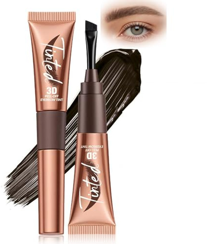 3D Peel-Off Eyebrow Tint Gel with Lamination Effect – Long-Lasting Waterproof Brow Dye Kit for Natural Fuller Brows, Smudge-Proof Semi-Permanent Eyebrow Makeup, Easy Peel Tattoo Tint (Black Brown)