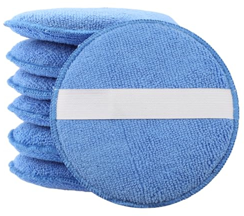 wlich 6 esponjas de pulido para coche, esponja de microfibra para coche, con banda elástica para un fácil agarre, aplicador de cera, almohadillas de pulido de 125 mm para el cuidado del coche