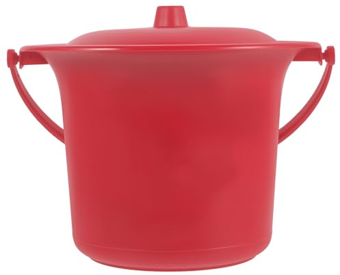 PENIKOKO Portable Spittoon with Lid, Thickened Red Plastic Urine Pot for Wedding Use, Small Size Portable Potty Urinal Container for Home and Travel