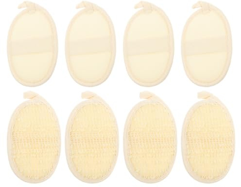 BESTYASH 8 Stück Luffa Peeling für Frauen mit Natürlichem Baumwolle Leinen Material Verbessertem Griff und Make Up Entfernung für Dusche und Bad