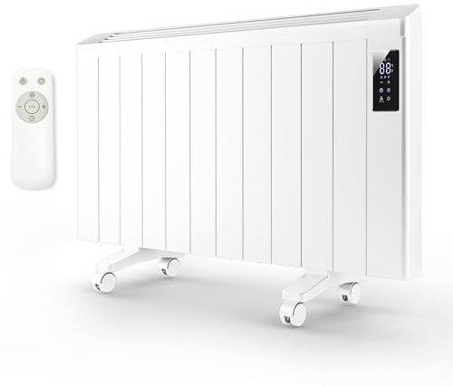 Fierscial 1500w Convection Panel Heater-Portable Electric Heaters, Plug-in Wall Heaters for Indoor Use, Fanless Ultra Quiet, Wall Mount Space Heater w/Remote Control, LED Display, Timer