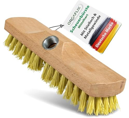 ORGAFLIX Schrubber ohne Stiel 22 cm, hitzebeständige Borsten bis 60°C, für effektive Reinigung im Haus, Küche, Terrasse, Balkon und Garten, Bodenschrubber