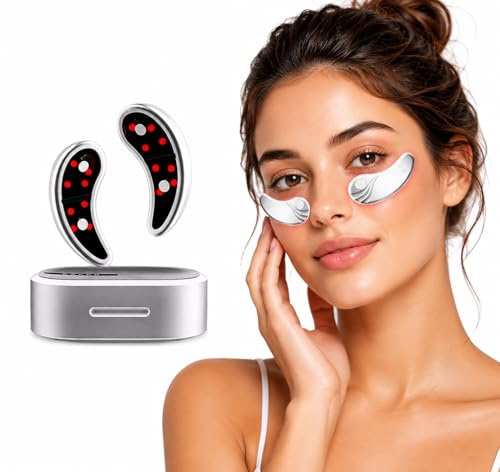 Patchs LED Rechargeables pour le Contour des Yeux – Massage à Lumière Rouge Anti-Cernes, Anti-Poches et Anti-Rides, Soin Raffermissant Portable pour un Regard Plus Éclatant