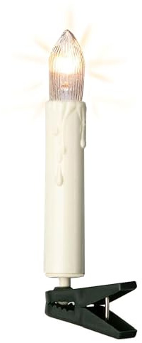 hellum Lichterkette Kerzen innen 15er, Wachstropfen elfenbein, Stecker | Lichterkette Weihnachtsbaum warmweiß mit Clip, beleuchtet 9,80m, Kabel grün, Weihnachtsdeko außen, Baumkerzen <59lm 611533