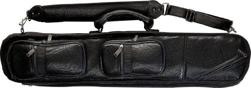 Cue and Case Lucasi LC-3 Billardqueue-Koffer mit 4 Stollen und 8 Schäften, Kunstleder, Schwarz