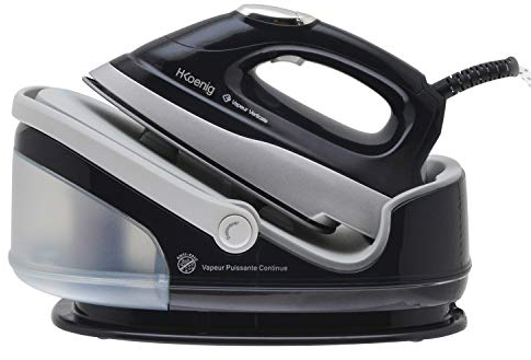 H.Koenig V6 Centrale Vapeur Haute Pression 3,5 bars puissante et continue 90 g/min, vapeur verticale, Semelle céramique UltraGliss, Rapide, Efficace, Compact, Puissante 2400W, réservoir 1,7L