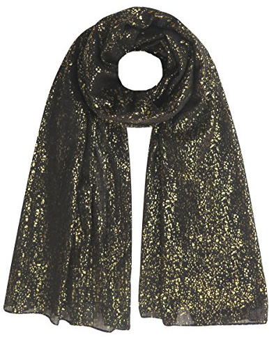 Lina & Lily Damen Schal Tuch Hijab Kopftuch mit Folien Gold Glitzert