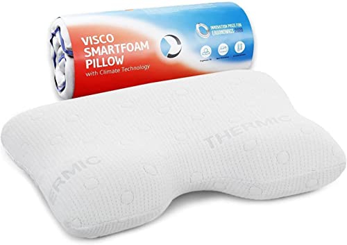 Seitenschläferkissen GIANFAR | Ergonomisches Kopfkissen | HWS-Kissen mit Memory-Foam | Hochwertiger thermoregulierender Bezug | Nackenstützkissen mit hygienischer Ultrafresh-Ausrüstung | 55x40x12/10