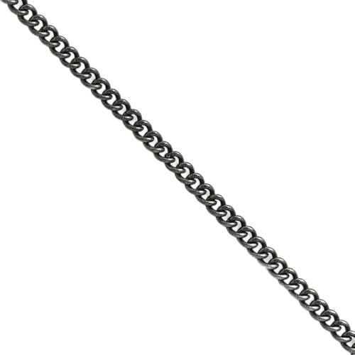 The Black Bow 2mm Stainless Steel Antiqued Round Curb Chain Necklace, 18 Inch