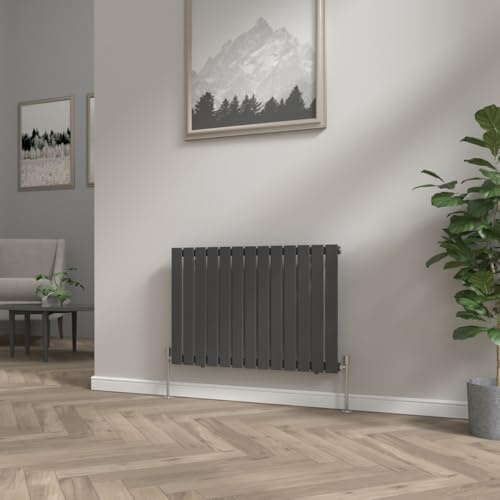 NRG 600x884mm Black Column Designer Radiator Horizontal Single Flat Panel | Central Heating Radiator, Mild Steel, Modern Radiator, Wall Mounted, for Bathroom, Kitchen, Hallway Living Room