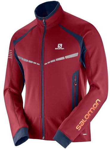 Salomon R Warm Softshell JKT M Snow Skibekleidung, Biking Red/Night Sky, Größe L