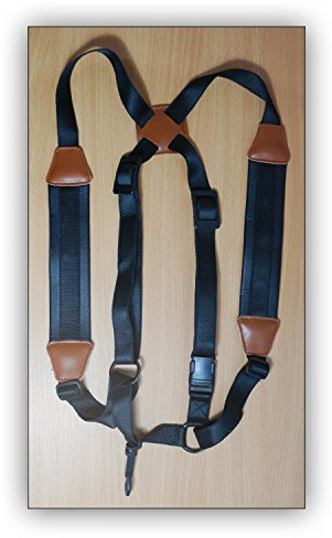 Imbracatura per sax alto, baritono (universale), sassofono contralto, sax tenore. Imbracatura in pelle Soundman®. Tracolla deluxe per sassofono – (Taglia: XL)