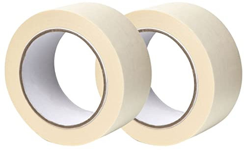 GOCABLETIES - Kreppband Doppelpack - 50 mm x 50 m - Malerkrepp zum Oberflächenschutz beim Streichen - lösemittelfreier Kleber - 2 Rollen