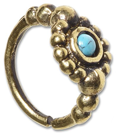 viva-adorno® 1,0mm Nasenring Messing Nasenpiercing Piercing Hoop Ring Vintage Antik Gold verschiedene Designs Z516, D3