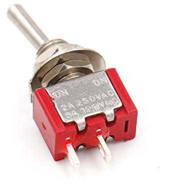 Heschen Miniature Toggle Switch MTS-101 ON-OFF SPST 2 Pin, 2A 250V, 5A 125V, Pack of 5