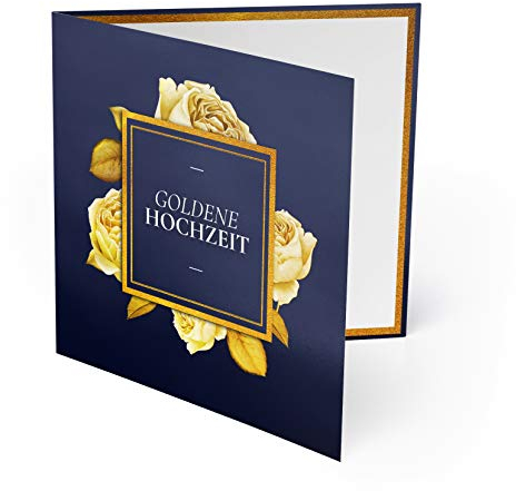 (20 x) Goldene Hochzeit Einladungskarten Goldhochzeit 50 Jahre Einladung - Rosen
