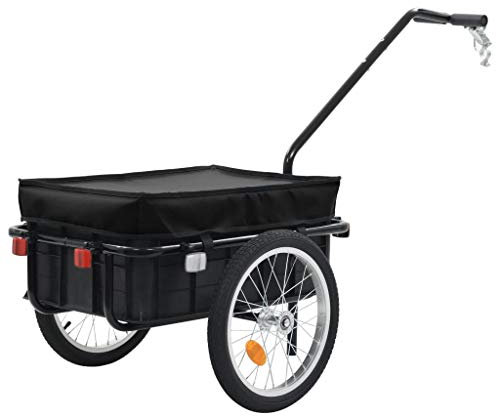 yorten Fahrradanhänger Handwagen Lastenanhänger Transportanhänger Schwarz Kunststoff-Transportkiste mit Stahlrahmen 155 x 61 x 83 cm (L x B x H) Kugel-Kupplungssystem