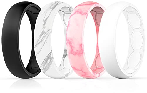 FORTHEE Silicone Wedding Ring for Women, Breathable Inner Curve Rubber Band