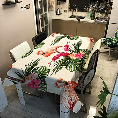 Hiser Tischdecke Outdoor Abwaschbar, Wasserabweisende Staubdichte Küche Esstisch Tischdecke Rechteckig Desktop Dekorative Tuch Hotel Bankett Party (Flamingo,140x200cm)