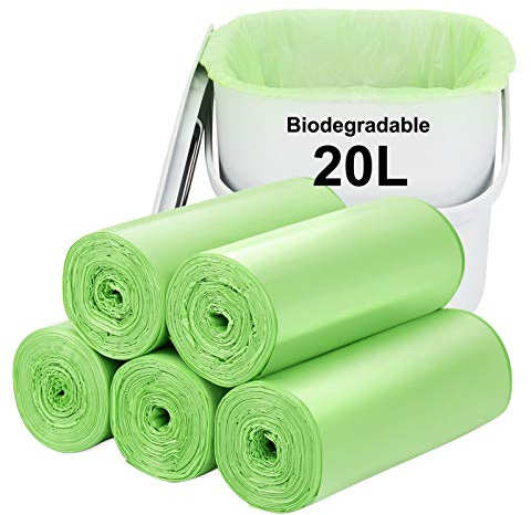 Biodegradable bin bags 100PCS, 20L small Bin Liner for Countertop Bin.Aievrgad 5.2 Gallon Trash/Garbage/rubbish Bags, Thick, degradable,compostable for Food/household/garden-Green