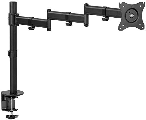 VIVO STAND-V101N Computermonitor-Tischhalterung, extra lang, verstellbarer Arm, VESA-Ständer für 1 Bildschirm, max. VESA 100 x 100, Schwarz