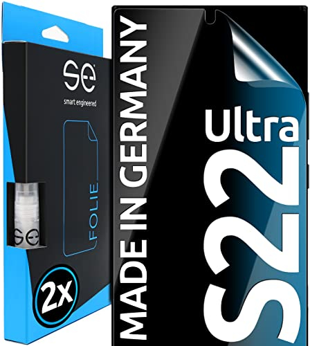 2x se® 3D SCHUTZFOLIE Transparent für Samsung Galaxy S22 Ultra,Selbstheilend, 100% Fingerabdruck & FaceID kompatibel, einfache blasenfreie Installation, Ultra-Klar, Stoß-Kratzfest, aus Deutschland