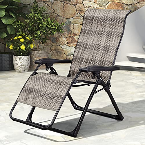 Ontihang Outdoor PE Wicker Recliner Stuhl, Sunlounger Einstellbare Terrasse Deck Liegestuhl Zero Gravity Lounge Chair Einstellbare Rückenstützen 200kg