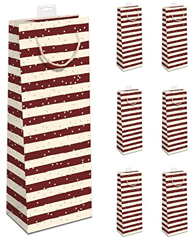 GREENLINE Geschenktaschen für Flaschen 6 Stück Flaschentüten aus Zuckerrohrpapier edle Geschenktüten 100% Baumfrei für Wein Sekt Champagner Beutel mit Baumwollkordel und Namenskarte