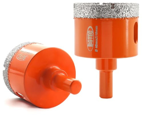 BGTEC Diamond Core Drill Bits, 2pcs 45mm Triangle Shank Hole Saw Drill Bits for Ceramic Porcelain Tile Marble Granite Stoneware Quartz Vacuum Brazed Diamond Drill Bit 65mm Length