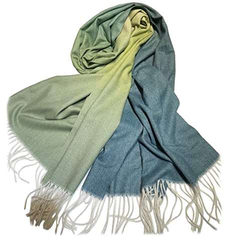 Sawekin Damen XXL Schal Halstuch/Poncho kariert quadratisch Karo schal Herbst/Winter Warmer Schal (H-Grün)