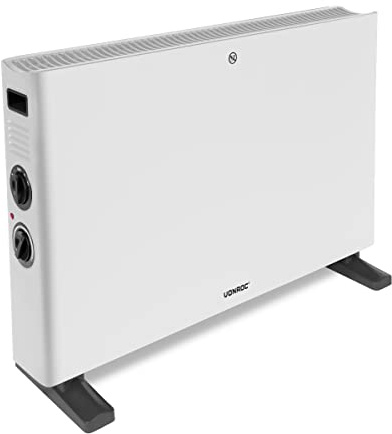 VONROC energiesparende Elektroheizung, Konvektor-Heizung - Elektroheizer, Stromheizung, Standgerät bis 24m2 - Mobiler Heizkörper mit Thermostat, leise, 2 Stufen max 2000W inkl. Turbolüfter