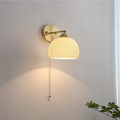 ULLGO Nordic Brass Wall Light - Bedroom Bedside Adjustable Wall Mount Lighting Fixture with Mirror Front