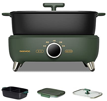 REJOON 550 w Pentola di Cottura Elettrica Portatile Scatola di Pranzo Elettrica Fornello di Riso Tipo Split Pentola Multicooker Padella Elettrica Padella Fritta 220 v (Color : Green)